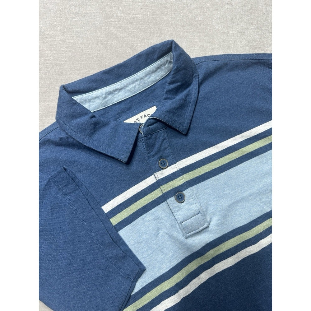 NWOT Fat Face Short Sleeve Polo Stripe Men's Size Medium Sea Blue Casual Stretch